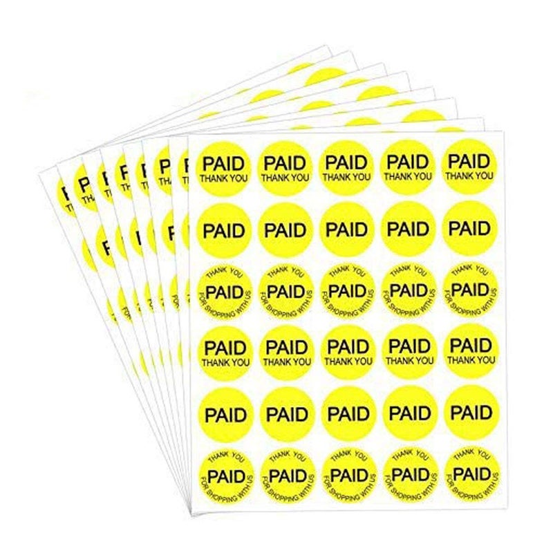 Remarkable Paid Thank You Stickers-"Thank You for Shopping with US" Paid Label 3/4" Round Retail Self Adhesive Price Point Labelsï¼ŒUSA Paid (Fluorescent Yellow) - 1500 Labels per Package - Image 1